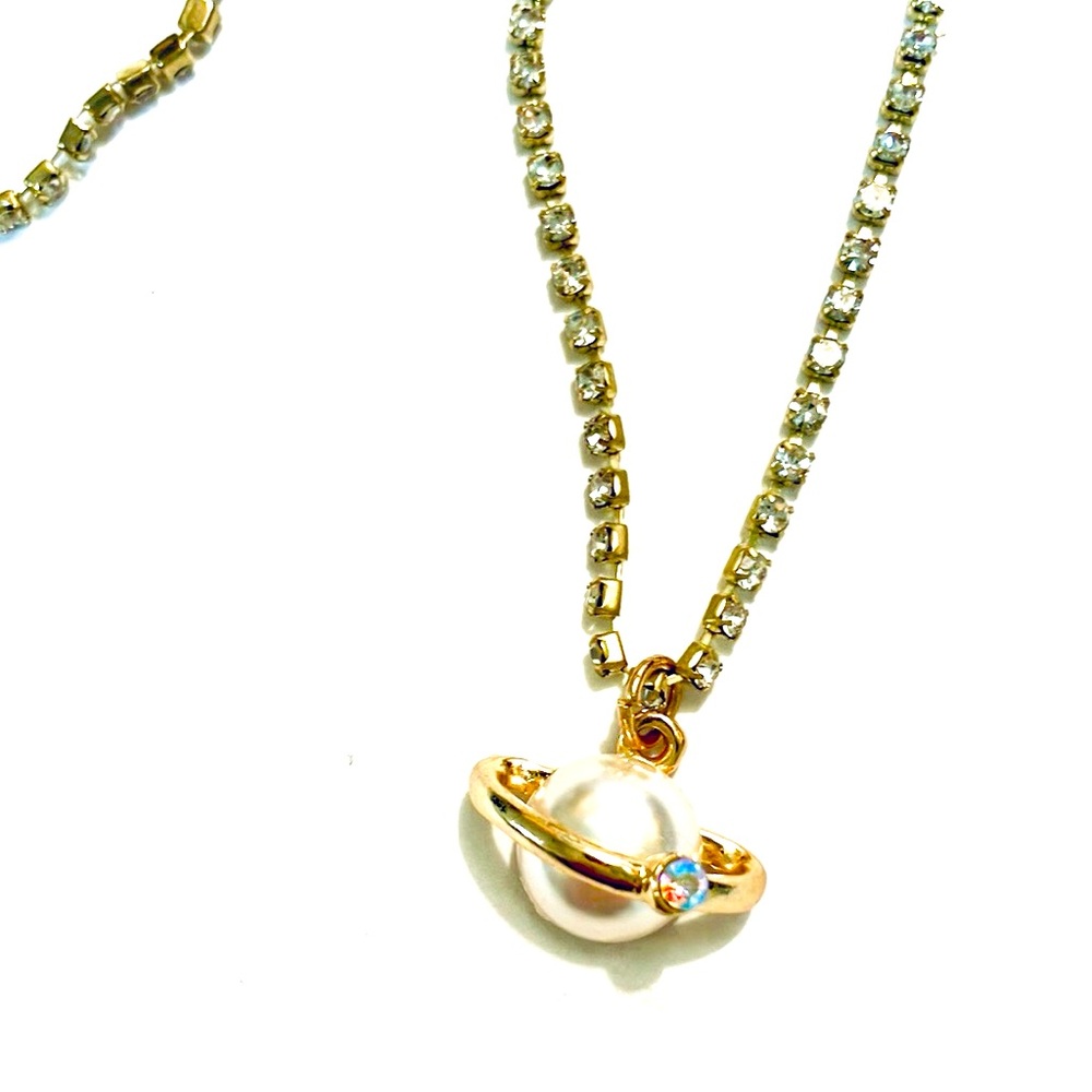 Saturn with Pearl Artisan Necklace
